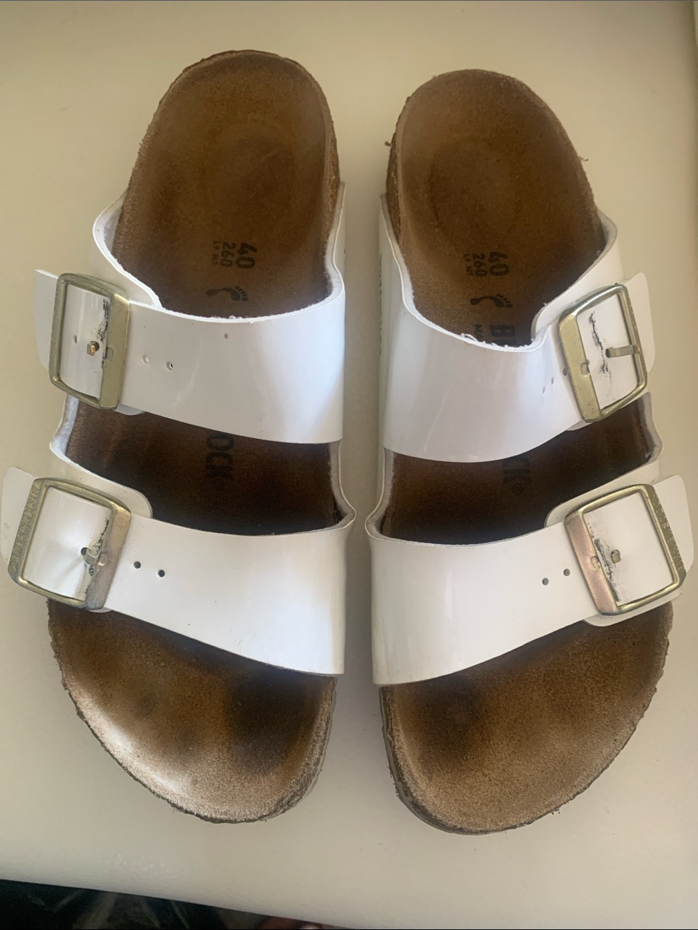 BIRKENSTOCK White Double Strap Cork Sandals